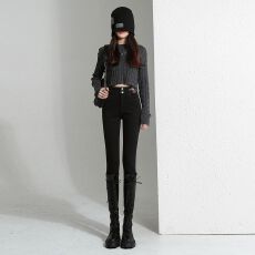 批发弹力紧身牛仔裤<b class='q'>女</b>2026年秋冬美式高街显瘦小个子铅笔裤小脚裤子