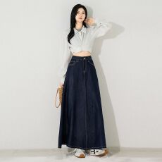 批发高腰大摆气质牛仔半身裙女2026<b class='q'>春</b>秋新款显瘦高级感包臀裙A字伞裙