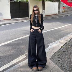 批发2026秋冬新款 美式复古辣妹直筒牛仔裤女高街垂感宽松拖地裤子