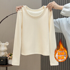 批发实拍加绒加厚保暖打底衫女2025秋冬新款白色修身<b class='q'>长袖</b>T恤内搭上衣