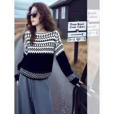 批发冬季巨好看宽松软糯氛围感毛衣宽松显瘦复古费尔岛撞色提花<b class='q'>针织衫</b>