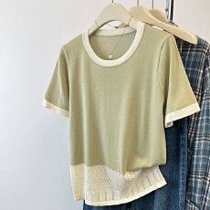 批发2026春夏小香风冰丝针织T恤女正肩体恤上衣