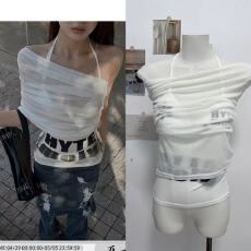 批发HYTEMOLY一字肩<b class='q'>罩衫</b>腰头切割拼接字母印花打底上衣<b class='q'>比基尼</b>两件套装