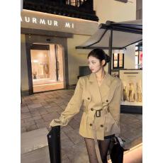 批发高级感风衣外套女<b class='q'>秋</b>季新款女装卡其色英伦风小个子收腰短款大衣