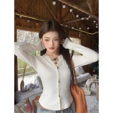 批发地球店复古老钱风领口珠链高弹修身打底<b class='q'>衫</b>秋套头正肩长袖T恤上衣