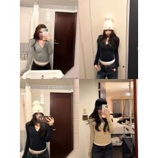 黄只只zzpalette 高阶叠搭 闭眼入！时髦感亨利领撞色假两件打底