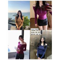 批发Fart Shop莉莉丝 斜肩收腰针织上衣内搭女秋冬显瘦弹性<b class='q'>打底衫</b>