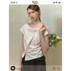 批发LOLOL 一字领衬衫女短袖2026年新款小众斜门襟格子显瘦格子上衣夏