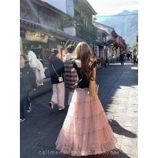 批发CallmeEar//【波点大裙摆】抽绳松紧腰波点半身裙高腰A字显瘦<b class='q'>长裙</b>