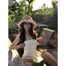 批发红人馆背心女夏外穿辣妹穿搭露背短款修身法式蕾丝无袖抹胸上衣女