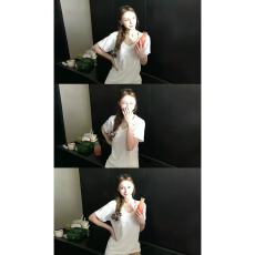 批发Skk Store 氧感空调tee 老钱棉麻雪花肌理V领爽滑<b class='q'>短袖</b><b class='q'>T</b><b class='q'>恤</b>简约风夏