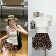 批发CallmeEar//【豹纹碎褶裙】美式辣妹半身裙早春新款荷叶边a字短裙