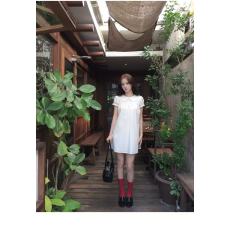 批发neurcz短袖娃娃领直筒<b class='q'>连衣裙</b>女春夏92棉显瘦宽松泡泡袖白色裙子装