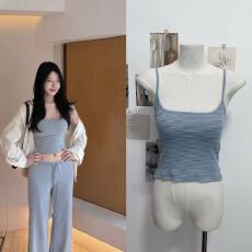 批发Laareetoo  <b class='q'>条纹</b>吊带背心女夏季短款打底上衣显瘦直筒休闲裤套装