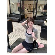 批发白水女 韩女套组4.0 桑蚕丝U领<b class='q'>T</b><b class='q'>恤</b>&天丝挂脖吊带裙女度假纯欲套装