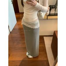 批发e go studio 厚款莱赛尔蕾丝腰半身裙通勤百搭韩系风休闲<b class='q'>修身</b>裙子