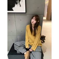 批发小君君布兰妮列宾美院/时髦软糯羊毛马海毛插肩v领套头毛衣针织衫