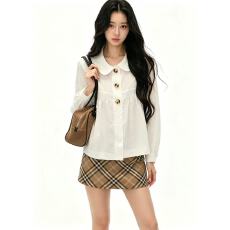 批发ELEVEN SLEEP秋季<b class='q'>白色</b>衬衫外套女士韩系娃娃领衬衣设计感长袖上衣
