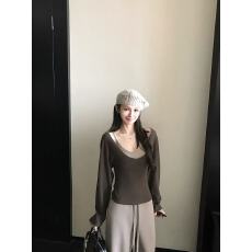批发Skk Store 瘦瘦套组 仿羊绒磨毛拉毛 V领罩衫上衣/吊带/休闲<b class='q'>裤</b>女