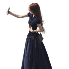 批发原版面料工艺-气质海边度假漂亮冷淡系长裙