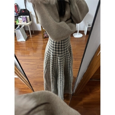 批发韩系格子半身裙子女秋冬2025新款绝美巨好看高腰显瘦加厚a字长裙