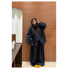 批发韩系高级感气质毛呢外套<b class='q'>女</b>秋冬新款设计感小众宽松赫本风呢子大衣