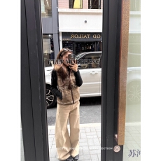 批发韩系费尔岛拼接拉链马甲女秋<b class='q'>冬</b>款慵懒宽松显瘦羊羔毛领无袖马夹