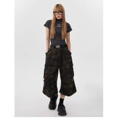 批发百搭简约原宿潮流半松紧腰<b class='q'>嘻哈</b>七分<b class='q'>裤</b>迷彩无***新款气质时尚