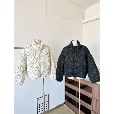 批发法式小面包田园风碎花立领棉<b class='q'>服</b>保暖百搭外套