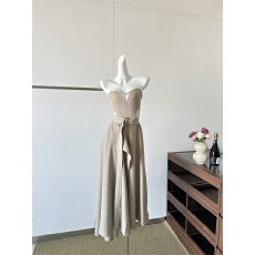 批发Lienni2025冬季新款时髦气质收腰显瘦鱼骨<b class='q'>镂空</b>抹胸长款内搭<b class='q'>连衣裙</b>