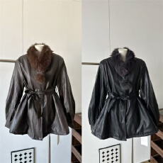 批发<b class='q'>狐狸毛</b>围脖皮衣加厚加绒外套2025新款女冬加厚皮毛一体风衣大衣