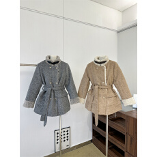 批发Barb Chil环保羊毛夹棉毛呢短款大衣外套富家千金圣诞新年穿搭