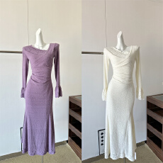 恋空圣诞穿搭法式针织连衣裙女冬装巨好看鱼尾蕾丝长裙