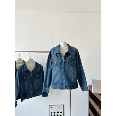 批发蓝色巨好看叠穿牛仔外套女<b class='q'>春</b>季新款宽松小个子高级感百搭夹克上衣