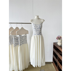 批发板栗可可Bankelili中古秀场Jennie同款天丝收腰网纱鱼骨礼服裙