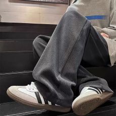 新款灯芯绒裤子重磅加绒秋冬潮牌直筒宽松垂感美式休闲运动裤长裤