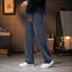 批发男秋季加厚宽松纯色<b class='q'>潮牌</b>运动休闲长裤秋冬季直筒垂感百搭加绒卫裤