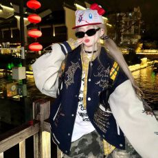 批发2025休闲美式嘻哈高街重磅刺绣棒球服外套男女<b class='q'>秋</b>冬潮牌情侣夹克潮