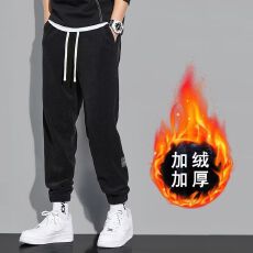 冬季加厚灯芯绒潮流男士休闲百搭裤休闲裤潮牌加绒束脚宽松裤子男