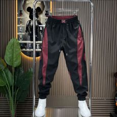 批发2026夏季潮流男士拼接束脚休闲裤百搭松紧腰弹力小脚裤撞色哈伦裤