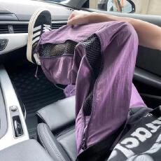 透气网孔测边拉链冲锋裤男美式夏季潮牌薄款速干休闲运动直筒裤子