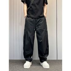 批发2026年新款潮流男装拼条休闲裤男士宽松百搭哈伦裤时尚阔腿废土风