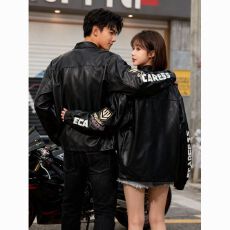 批发春秋美式复古高街赛车服潮牌皮衣夹克刺绣机车立领外套男高级痞帅