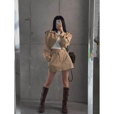 批发有货 <b class='q'>韩国</b>东大门短款<b class='q'>风衣</b>外套女+不规则半身裙套装