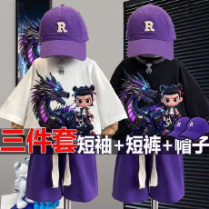 批发哪吒<b class='q'>套装</b>儿童短袖2025敖丙<b class='q'>男童</b>大童<b class='q'>纯棉</b>半袖衣服短裤夏季两件套