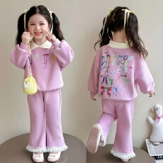 批发女童春秋洋气套装2025新款儿童休闲秋装卫衣宝宝两件套衣服