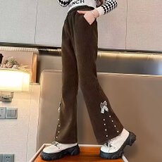 批发女童裤子百搭<b class='q'>冬</b>装2025新款儿童秋<b class='q'>冬</b>外穿时尚喇叭裤休闲洋气长裤潮