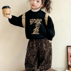 批发女<b class='q'>童</b><b class='q'>豹纹</b><b class='q'>套装</b><b class='q'>加绒</b>秋冬2025新款儿<b class='q'>童</b>卫衣洋气韩版宝宝两件套