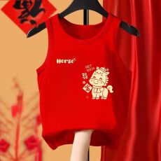 批发儿童红色背心德绒内穿本命年男童女童马年<b class='q'>秋</b>冬季新年宝宝过年衣服