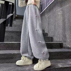 批发女童裤子春秋2025新款女孩休闲宽松阔腿<b class='q'>儿童</b>初中生长裤百搭卫裤